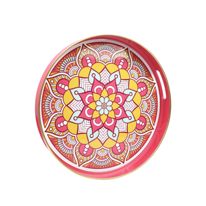 Plateau de service personnalisé laqué fait main vietnamien plateaux de service de décoration de maison de luxe avec des œuvres d'art florales pour l'arabe - Product Image 2