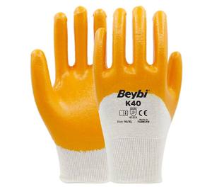 Gants en tricot de coton et de polyester enduits de nitrile durables de haute qualité K40 flexibles et confortables pour une utilisation industrielle en extérieur - Product Image 1