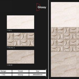 Azulejos de cerámica para pared de 300x600 mm, diseño expresivo, para baño y cocina, acabado brillante o mate, superficie con efecto de azúcar tallado, diseño de pared interior de lujo. - Product Image 1