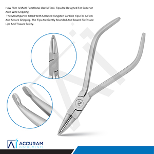 Alicate Curvo de Ortodoncia con Puntas de Carburo de Tungsteno Dentadas, Herramienta de Precisión para Sujetar Alambres de Arco, Instrumento Dental para Doblar - Product Image 2