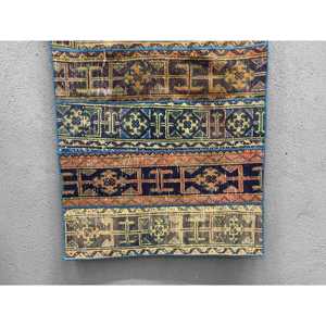 Alfombra Turca Vintage Pequeña de 3x3.6 pies, Alfombra Azul de Lana Marroquí - Product Image 1