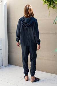 Alta calidad logotipo personalizado hombres 100% algodón invierno transpirable ecológico de gran tamaño Sudadera con capucha hombro caído pantalón traje Casual - Product Image 3