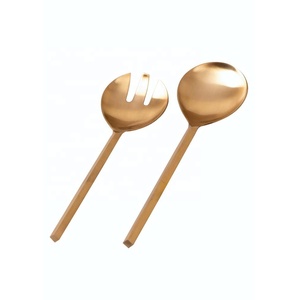 Ensemble de serveurs à salade en acier inoxydable, avec un design moderne et simple, ensemble de serveurs à cuillères à manche Portable, look royal, vente en gros - Product Image 5