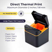 Printer Termal 58E 58mm 2 Inci Pencetak Struk/Tiket POS dengan Antarmuka USB/Bluetooth untuk Supermarket, Toko, dan Ritel