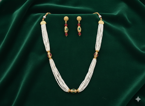 Beautiful High Gold Polish Long Ethnic <b>Beaded</b> Mala <b>Set</b> Antique Style Jewellery Ideal for Weddings Festivals and Party Wear - Product Image 4