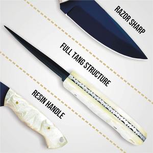 Couteau de chasse artisanal en acier Damas, couteau de poche NM de haute qualité, gaine personnalisable en bois et cuir, couteau OEM Bus - Product Image 3