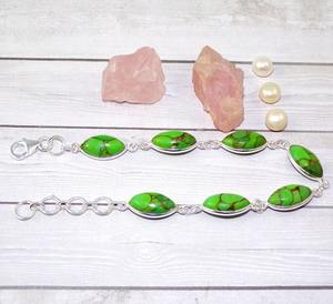 Gratitude 925 pulsera de plata fina de plata esterlina hecha a mano con piedra preciosa turquesa verde chapado en oro 925 sello joyería de plata - Product Image 4