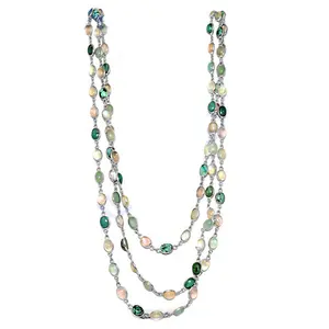 "925 <b>Silver</b> Fashion <b>Layered</b> Gemstone <b>Necklace</b> for Women's Statement Jewelry" - Product Image 3