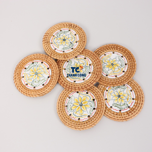 Ensemble de sous-verres en rotin de haute qualité 6 pièces Coaters en rotin faits à la main Décoration de table écologique - Product Image 3