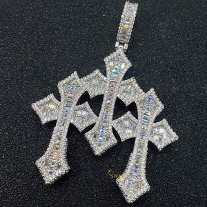 Venta al por mayor personalizado diamante clásico 925 Plata Cruz religiosa joyería fina colgantes dijes Collar para regalo - Product Image 6