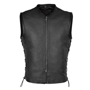 Gilet en cuir véritable classique sur mesure unisexe % cuir de vache Club de motards Veste sans manches Slim Biker Gilet d'été - Product Image 1