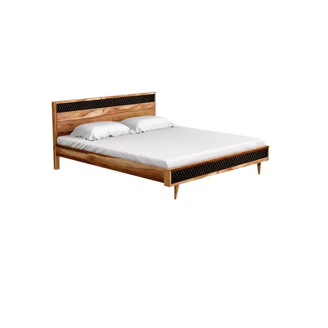 Nuovo arrivo in legno massello realizzato con letto Queen Size rifinito in noce elegante progettato per la camera da letto di casa utilizza mobili