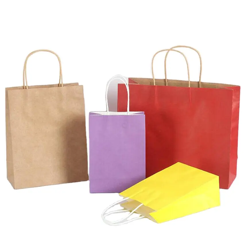 Wholesale Paper Gift Bag With Handle Wrapping Package Festival Jewelry Wedding Party Recyclable Bags Birthday Gift Wrap