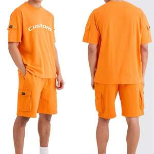 Producto de gran oferta, recién llegado, camisetas y pantalones cortos de manga corta de verano para hombres, conjunto doble de Color en contraste, conjuntos gemelos para hombres para adultos - Product Image 1