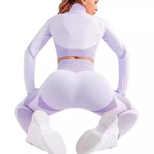 Nueva ropa de yoga sin costuras Deportes para mujer Fitness Manga corta y larga Cintura alta Ropa deportiva Conjunto de yoga - Product Image 3