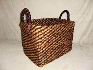 Panier en jacinthe d'eau tissé à la main, vintage, écologique, à prix économique, avec poignée confortable, pour chambre à coucher, salon, salle de bain - Product Image 4