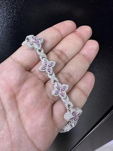 925 Sterling Silver <b>Gold</b> Plated Bezel Setting Moissanite Hip Hop <b>Bracelet</b> - Product Image 2