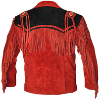 Veste en cuir western pour homme de haute qualité, à franges et perles, pour l'hiver, avec du duvet et des matériaux en tissu