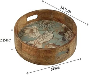 Plateau de service en bois MDF avec autocollants en émail, design artisanal de qualité, pour hôtels et restaurants, ustensiles de cuisine, plateau de table basse - Product Image 1