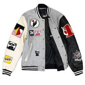 New Arrival Vintage Custom Chenille Embroidery <b>Patches</b> Multi Badge Contrast Sleeve Varsity <b>Jacket</b> for Men Women - Product Image 1