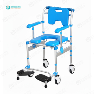 Chaise <span class=keywords><strong>de</strong></span> toilette mobile MKD modèle 5222, <span class=keywords><strong>fauteuil</strong></span> <span class=keywords><strong>de</strong></span> douche, siège en PU souple, accoudoirs rabattables, chaise <span class=keywords><strong>de</strong></span> toilette pliable en aluminium, roulettes, 150 kg - Product Image 2