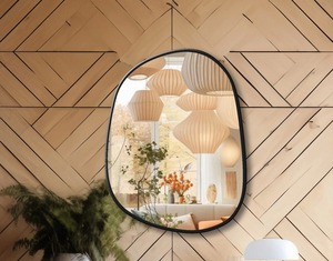 Miroir mural rond Art Déco en bois massif fait main, cadre en bois moderne, écologique pour la maison et l'hôtel, au meilleur prix - Product Image 5