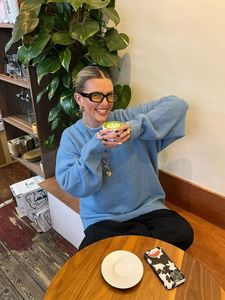 Pull surdimensionné pour <span class=keywords><strong>femme</strong></span> pull extensible doux veste manches bouffantes col rond coupe ample pull manteau pour tenue décontractée et formelle - Product Image 2