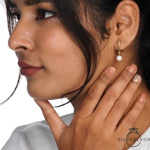 ต่างหูห่วงประดับมุกเงินแท้ 925 ดีไซน์หรูหรา ประเภทสินค้ามุก - Product Image 4