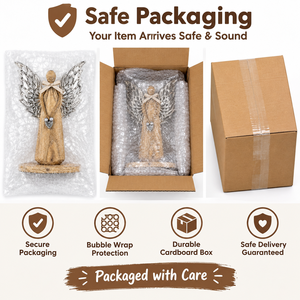 Figurine d'ange rustique en bois avec ailes en métal argenté et pendentif cœur, ornement de Noël pour table, décoration d'intérieur, centre de table - Product Image 5