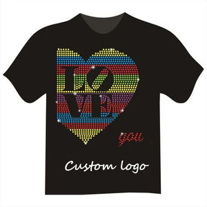 Conception personnalisée strass t-shirts sweats à capuche à vendre 100% coton hommes strass bling presse à chaud t-shirts - Product Image 5