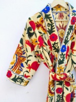 Suzani Kimono Veste Indienne Brodée À La Main Longue Veste Automne Hiver Boho Ouzbek Cachemire Crewel Noël Cadeau Spécial