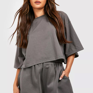 Logo personnalisé vente en gros de haute qualité prix 2 pièces Twin Set femmes dernière conception respirant femmes ensemble court - Product Image 1