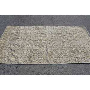 Alfombra de lana de retales Beige clásica turca Vintage área grande 4,1X8,4 pies alfombra de felpa Rectangular látex para pasillo para habitación - Product Image 3