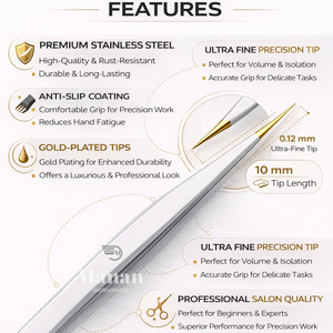 Pince à cils professionnelle de précision à pointe droite dorée, outil d'extension de cils facile à manipuler, OEM, marque privée, approvisionnement en gros - Product Image 2