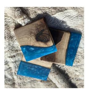 ถาดรองแก้วกาแฟทำจากไม้และเรซินอีพ็อกซี่เรซิ่นสไตล์คลาสสิก - Product Image 3