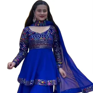2024 calças indianas Kurti para mulheres e terno étnico Salwar Plazo roupas - ternos anarkali