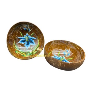 Top à la mode écologique de haute qualité laque noix de coco bol motif floral Style de luxe poli Technique bols en gros - Product Image 6