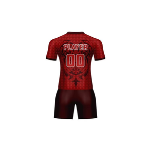 Tenues de rugby Maori rouge et noir respirantes en gros, ensembles 100% polyester, prix d'usine, design bicolore pour hommes, pas cher - Product Image 5