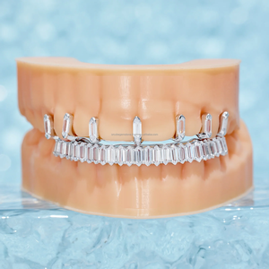 เพชรทรงหกเหลี่ยมยาวเป็น925เงินสำหรับผู้ชายผู้หญิงชุบทองเพื่องานหมั้น - Product Image 1