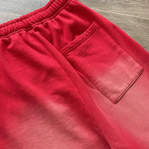 Streetwear 100% algodón crudo dobladillo corte borde ácido lavado Flare pantalones de lana personalizado Puff estampado pierna ancha pantalones de chándal Acampanados para hombres - Product Image 5