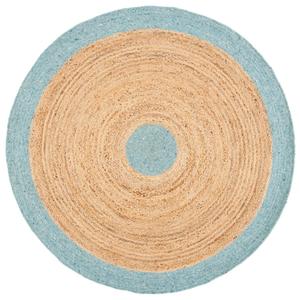 Tapis rond en jute double ton abstrait fait à la main tapis en fibre naturelle durable multi-usages salle à manger/salon côté/coin utilisation - Product Image 3