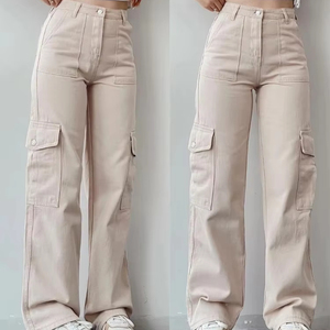 กางเกงวิ่งออกกำลังกายผ้าฝ้ายมีกระเป๋าหลายกระเป๋าสำหรับผู้หญิงกางเกงคาร์โก้แบบลำลองน้ำหนักเบา - Product Image 1