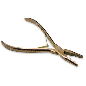 Pince d'extension de cheveux longue en acier de qualité supérieure en or rose de haute qualité avec outils de perles de cheveux de conception striée - Product Image 2