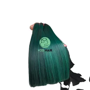 Expédition rapide Cheveux Humains Européens Aucune Perte Soyeuse Trame Courte Couleur Verte En Gros Offre Spéciale