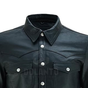 Nouveau Service Oem Design de haute qualité Chemises en cuir véritable pour hommes Chemises en cuir respirantes à manches longues du Pakistan - Product Image 3