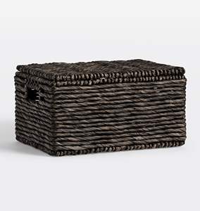 ตะกร้าหวายทรงสี่เหลี่ยมผืนผ้าพร้อมที่จับสำหรับห้องครัวห้องนั่งเล่นหรือห้องน้ำ H20cm W28 L35ใหม่ - Product Image 1