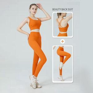Ensembles de yoga solides personnalisés pour femmes, vêtements de sport à taille haute, vêtements de sport en vrac, extensibles, respirants, extensibles dans les quatre sens, Bangladesh - Product Image 2