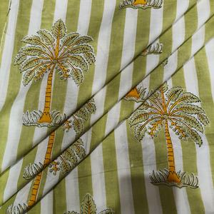 Organic Carded Lightweight Block Printed Cambric Fabric Custom Indian Handmade Cotton Activewear Running Dress Curtain Shirt - Product Image 1