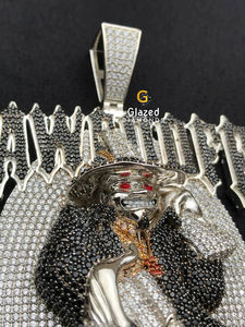 Pendentif Hip Hop en or blanc 10 carats fabriqué à la main diamants cultivés en laboratoire VVS nom personnalisé «conception de glace» pour les fêtes - Product Image 5