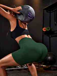 Control de cintura alta transpirable ejercicio corto Fitness Buttery tela suave logotipo personalizado corto con bolsillos - Product Image 6